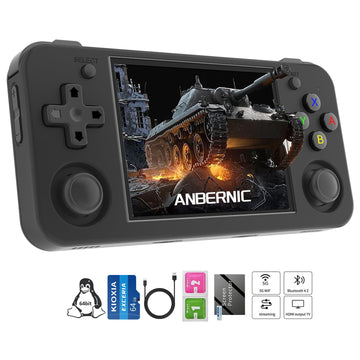 Rg35Xx H Retro Handheld Game Consoles Rg35Xxh Retro Gaming Console With 64 Tf Card 3300Mah Battery Linux System 3.5-Inch Ips Scr
