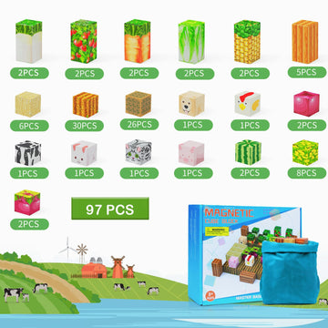 Aesgogo Magnetic Blocks, 97Pcs Magnetic Building Blocks Magnetic Tiles Stacking, Build Magnet Toys For Toddlers Kids 3+, Stem Montessori Sensory Birthday Gifts For Boys Girls Age 3 4 5 6 7 8