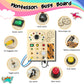 Jamiewin Montessori Busy Board With Led Light Switch For Toddlers 1-3, Wooden Sensory Board Travel Toys For Toddlers Baby, Monte