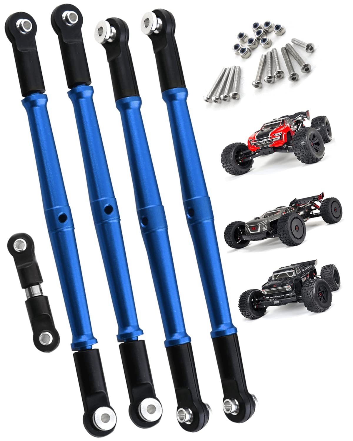 Rcarmumb RC Aluminum Turnbuckles Upgrades Part for ARRMA 1/8 Kraton 6S BLX Outcast 6S BLX Talion 6S BLX,5PCS Alloy Aluminum Turn