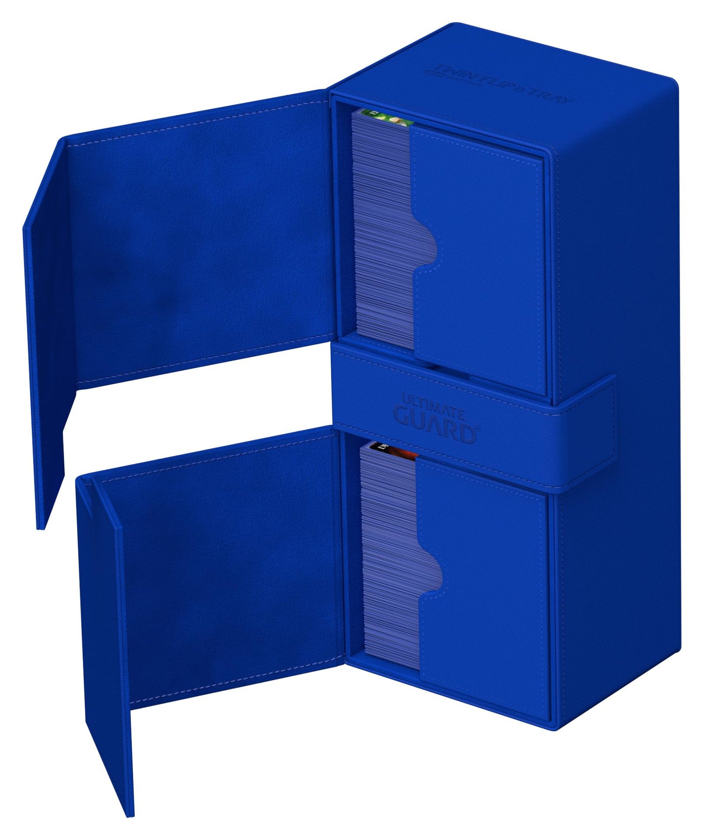 Ultimate Guard Twin Flip'N'Tray 266+, Deck Case For 266 Double-Sleeved Tcg Cards + Dice Tray, Blue, Independent Magnetic Closure