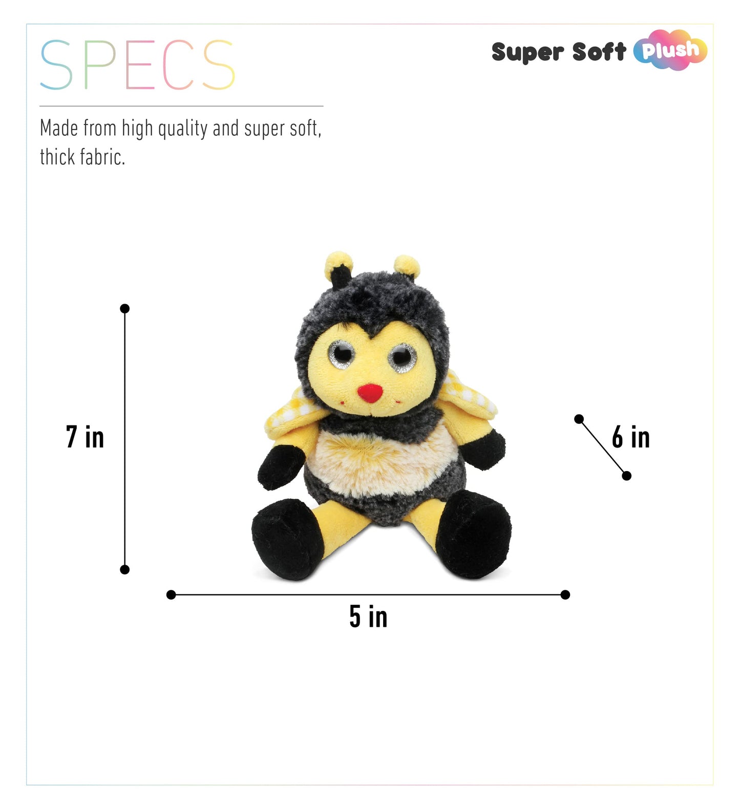 Dollibu Sitting Bee Plush - Super Soft Bee Insect Stuffed Animal, Cute Realistic Stuffed Animal Bee Plush Toy For Boys And Girls