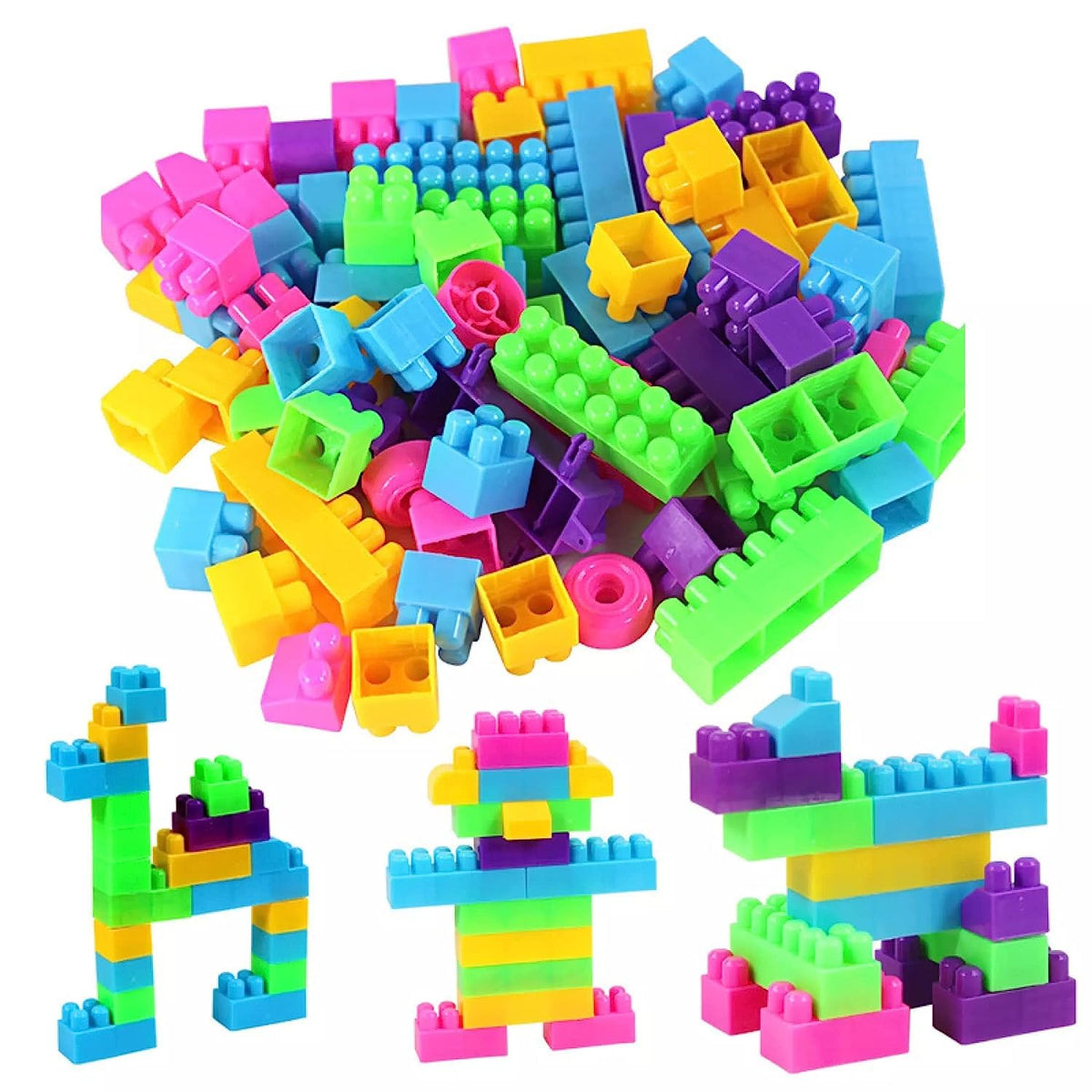 Satsun Building Blocks Toy Set Creative Learning Educational Block Toys 60 Pcs (Multicolor)