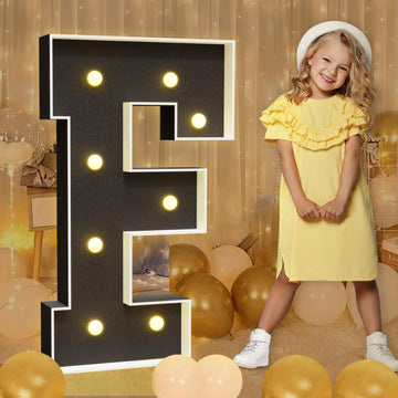 Imprsv Marquee Letters Black 3Ft: Black Party Decor - Light Up Letter F Large 3 Feet Tall - Party Decorations Letter For Birthda