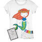 DaVinci in You Coloring Shirt for Girls - Kit with 10 Fabric Markers and Alphabet Stencil (Mermaid, 8/9)