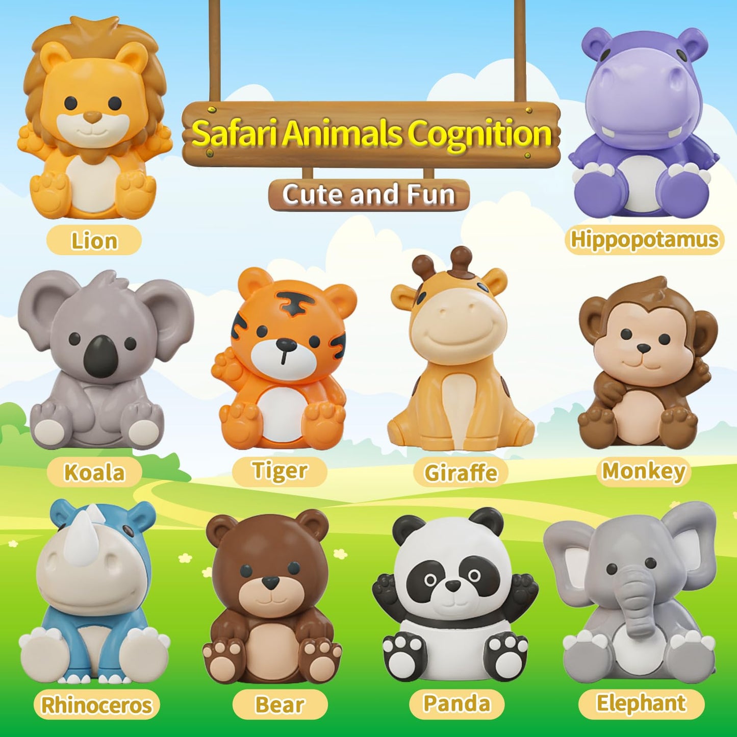 Learning Toy For Toddlers 1 2 3 Year Old, Montessori Educational Counting, Matching & Sorting Sensory Toys, 10 Safari Animals & 10 Zoos, Birthday Easter Gift For Baby Boy Girl Age 12-18 Months