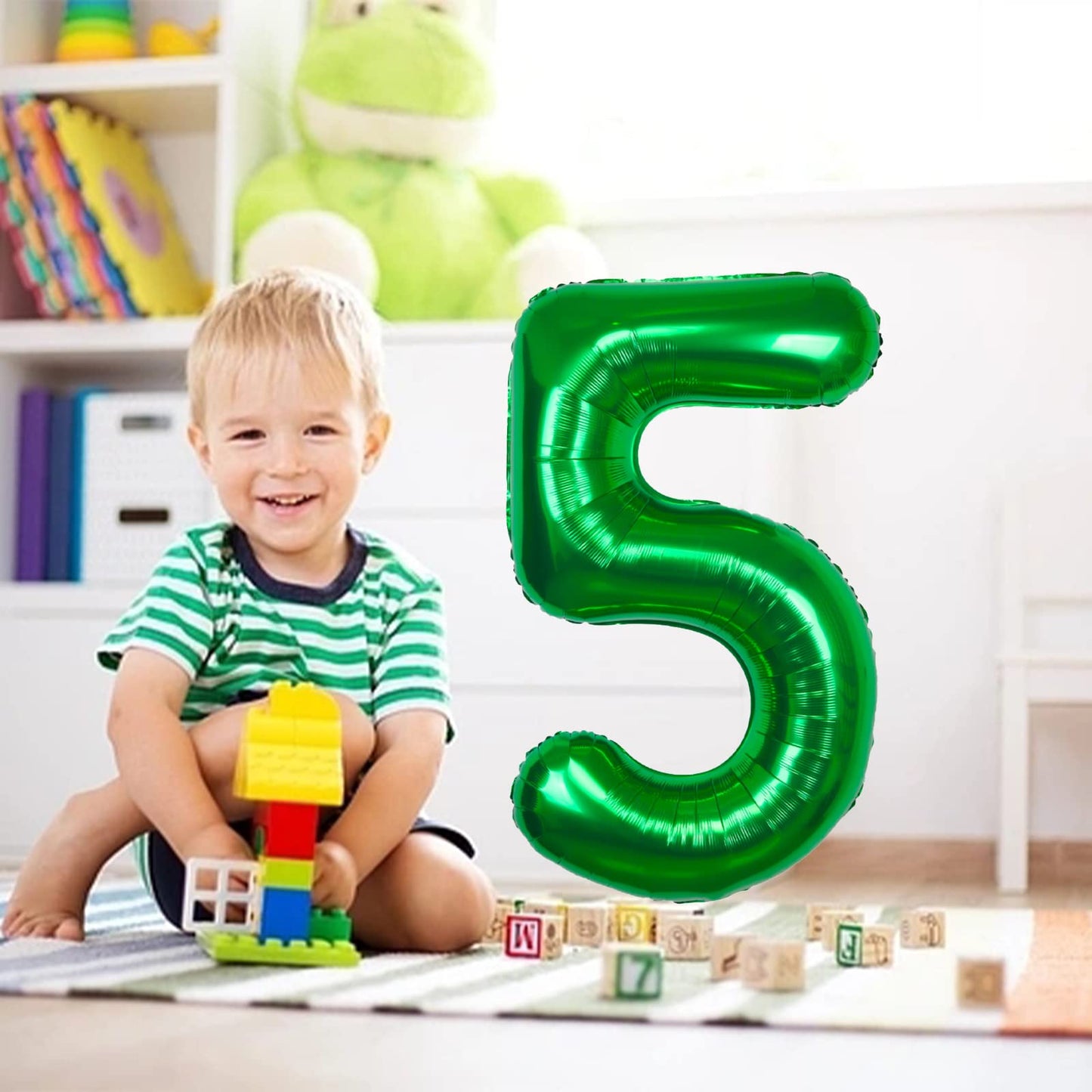 40 Inch Giant Green Number 15 Balloon, Helium Mylar Foil Number Balloons For Birthday Party, 15Th Birthday Decorations For Kids