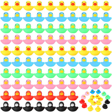 Zhanmai 300 Pcs Mini Rubber Ducks Set Bath Toy, Float Squeak Yellow Ducks In Bulk, Tiny Shower Rubber Ducks, Bathtub Toy Pool To