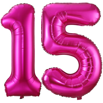 Bbpool Hot Pink 15 Balloon Numbers, 40 Inch, 15Th Or 51St Birthday, Aluminum Mylar Foil, Durable Construction, Perfect For Birthday Party, Anniversary, Unisex Adults
