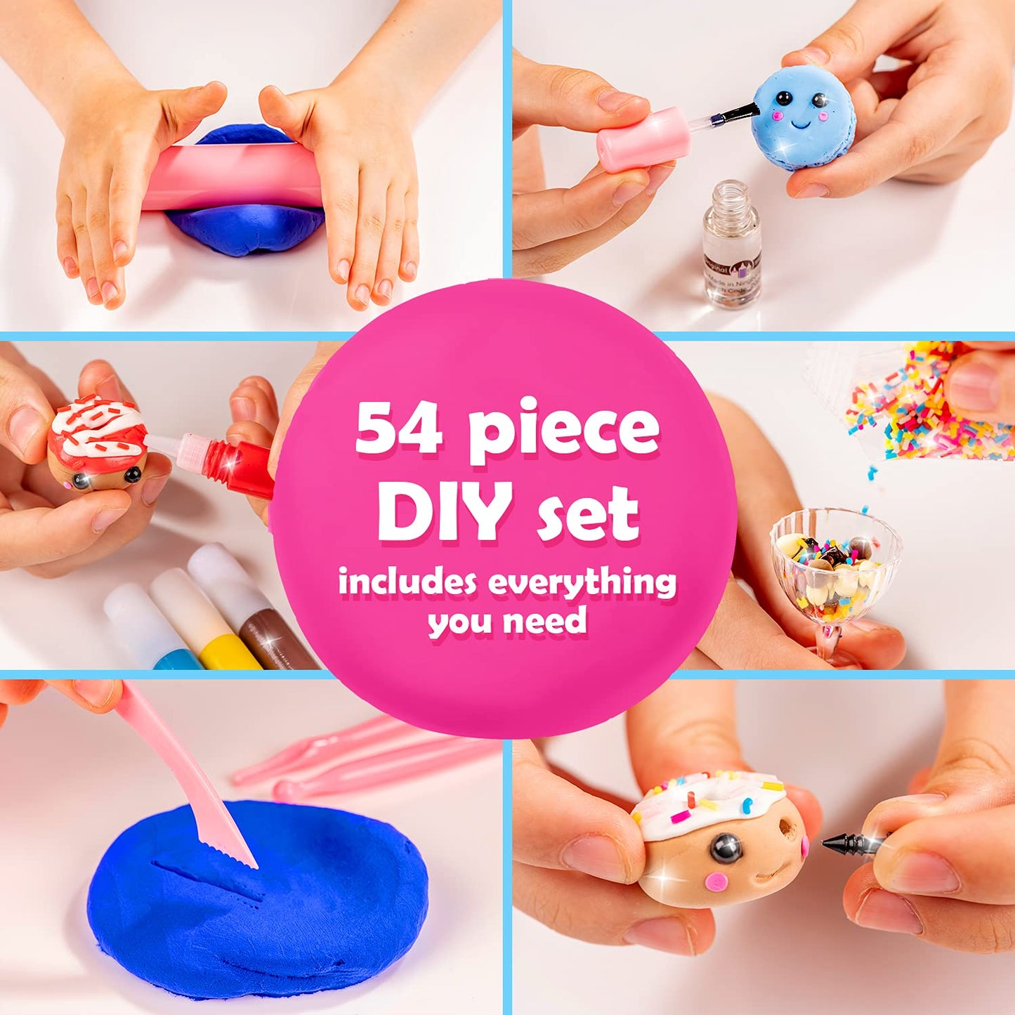 Original Stationery Mini Sweets & Desserts Air Dry Clay Kit, 10 Vibrant Colors Of Air Dry Clay For Kids And Over 30 Pieces In This Diy Kit To Make Miniature Clay Food With Modeling Clay For Sculpting