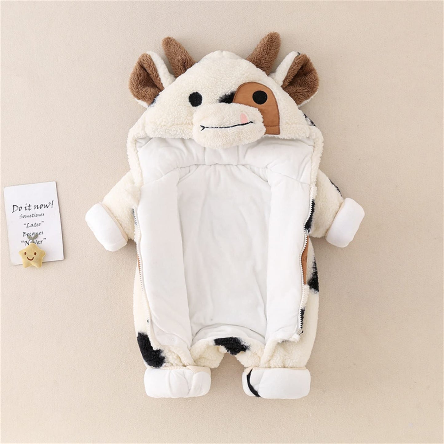 BABWWNIX Toddler Baby Boy Girl Halloween Animal Costume Fuzzy Warm Hooded Romper Funny Cosplay Zip-Up Jumpsuit Outfits Gifts (C-