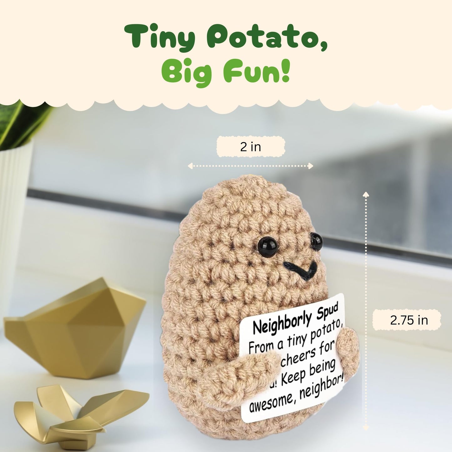 Gifts For Neighbors Bulk (5-Pack) - Bulk Neighbors Gifts - 5 Cute Crochet Positive Potatoes For Neighbor Appreciation | Neighbor