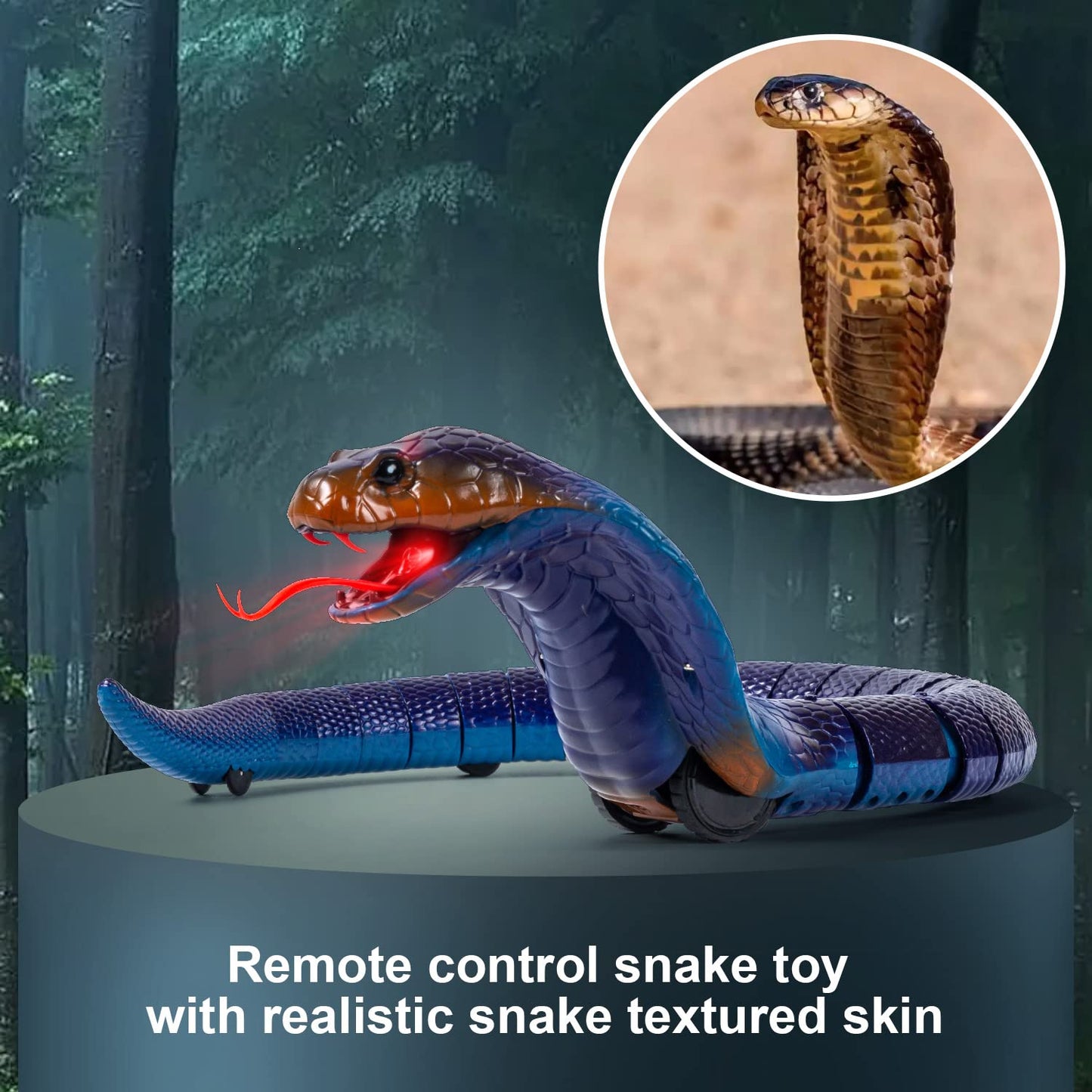 Amchsuri Remote Control Snakes Realistic Rc Snake Prank Blue Cobra Rechargeable Smart Sensing Snake Cat Toy With Infrared Controller Snake Toys For Kids/Cat (Blue)