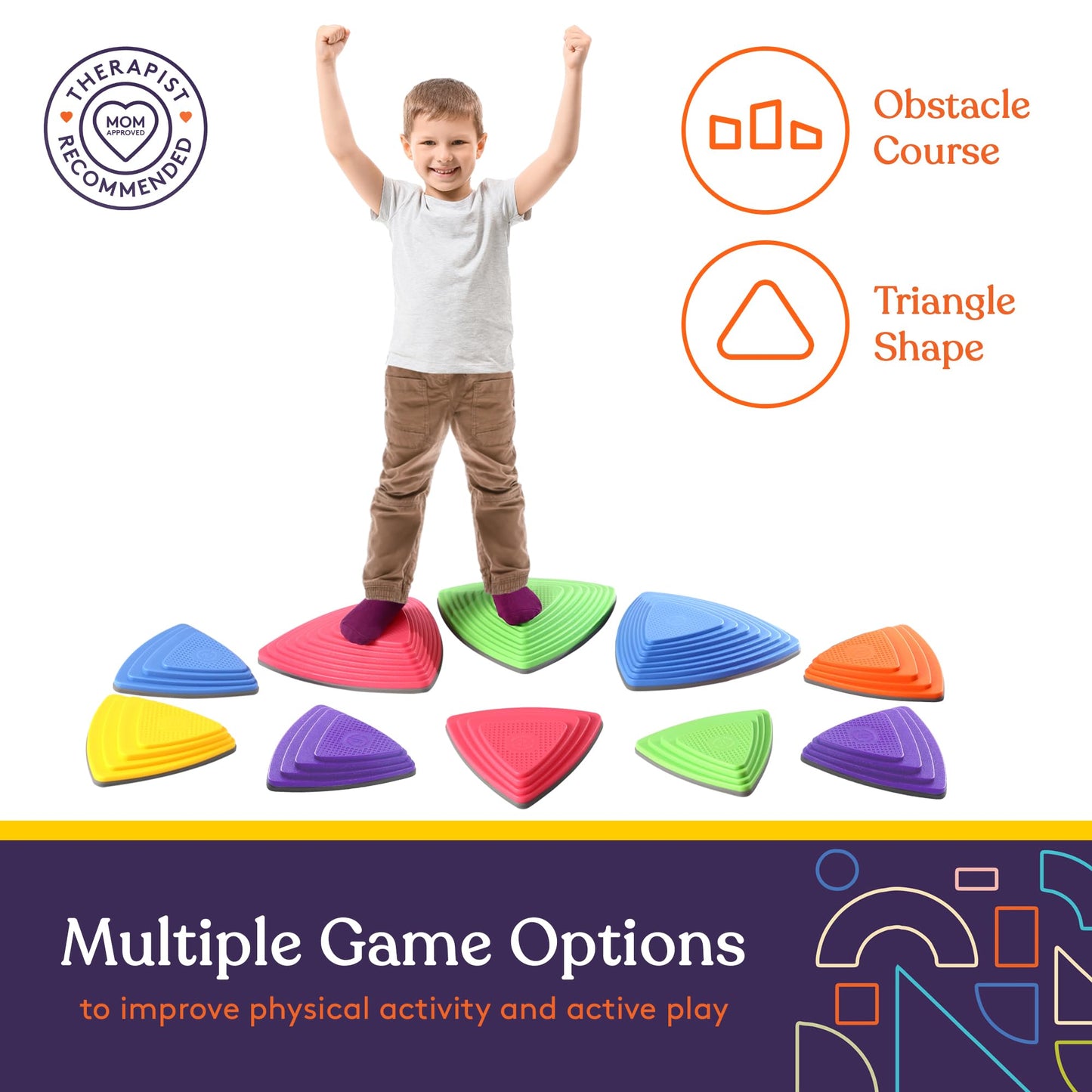 Special Supplies 10 Stepping Stones For Kids Indoor And Outdoor Balance Blocks Promote Coordination, Balance Strength Child Safe Rubber, Non-Slip Edging (Primary)