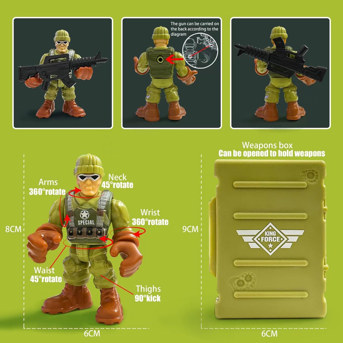 MQSTARSRISE Army Men Soldiers Toy Set  Army Men with  Military Playset with 2 Cases 1Truck 1Screwdriver Birthday Gift for Toddler Boys