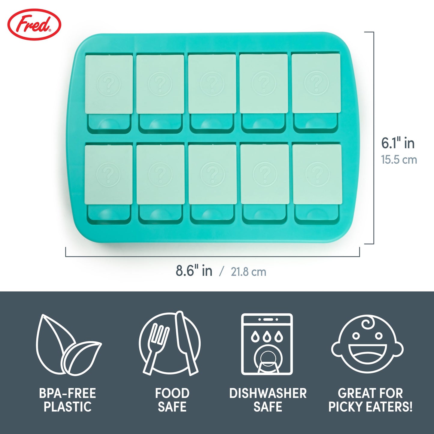 Genuine Fred Mini Match UP Snack Tray, Interactive Game for Kids, BPA Free, Teal, 8.5" x 6", Dishwasher Safe