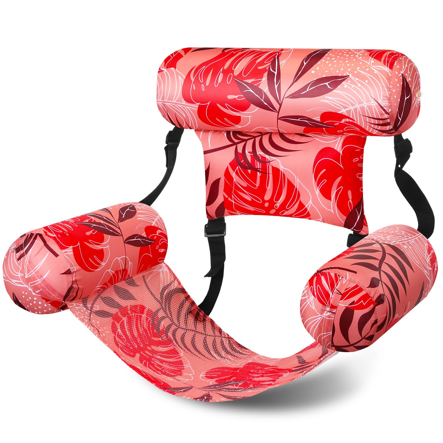 Sonwyoung Inflatable Pool Floats mature-themed Floating Lounge Chairs Blow up Pool Noodles for mature-themed Heavy Duty Swimming Tropical Plants Fun Pattern Floating Chair for Summer Water Beach Lake Party(Red)