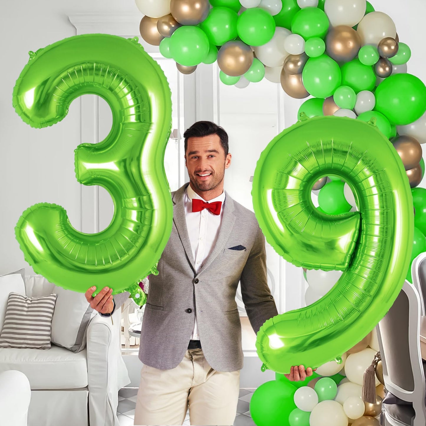 Green Number 9 Balloon 40 Inch, Big Large Foil Helium Number Balloons, Jumbo Giant Mylar Number 9 Balloons For 9 Year Old Birthd