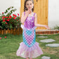 Itvti Little Girls Mermaid Costume Princess Dress Up Ariel Outfits With Accessories Wig Birthday Party Halloween Cosplay, Purple, 3-4 Years(Tag 110)