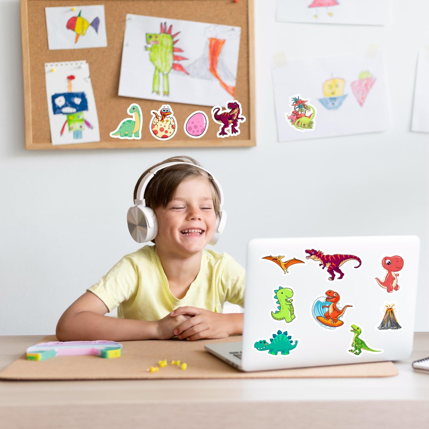 Karslora 105Pcs Dinosaur Stickers, Cute Dino Stickers For Kids, Dinosaur Stickers For Water Bottles,Teacher Reward Stickers, Din