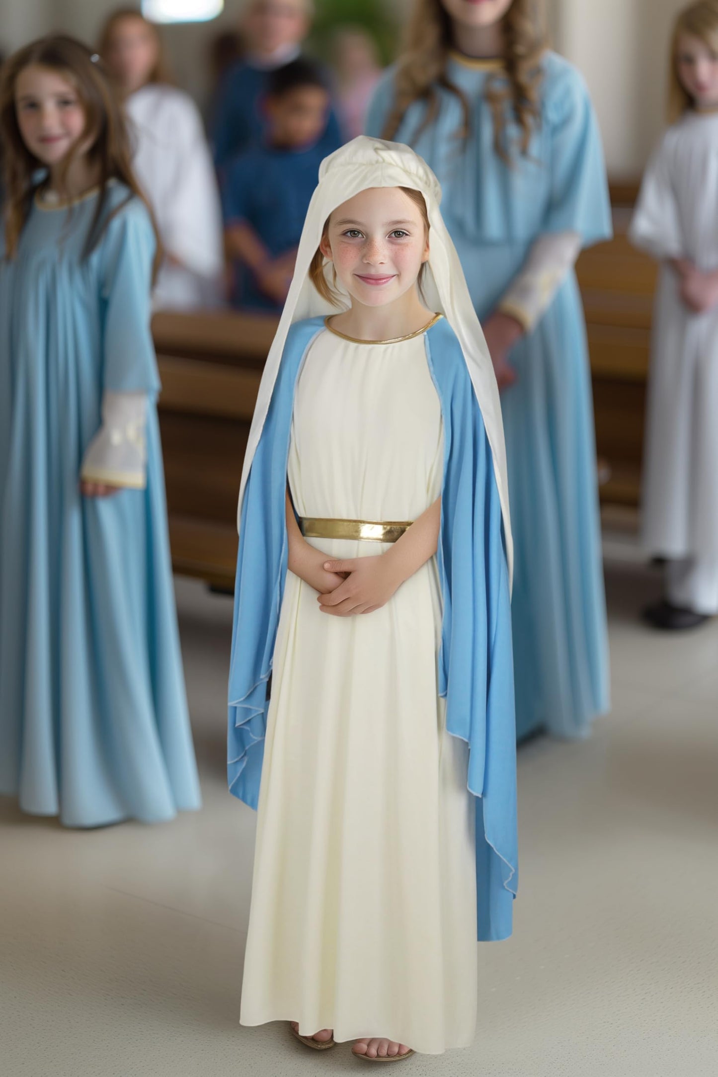 Virgin Mary Costume For Girls Biblical Costume Robe For Kids Halloween Bible Costume Set