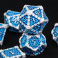 KERWELLSI Metal DND Dice Set with Box, 7 Pcs Blue Green Dungeons and Dragons Dice, Dragon Scale Polyhedral D&D Dice Set, D and D