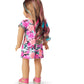 American Girl Truly Me 18-Inch Doll 101 With Gray Eyes, Wavy Caramel Hair With Pink And Blue Highlights, Light-To-Medium Skin With Warm Undertones, Floral Printed T-Shirt Dress