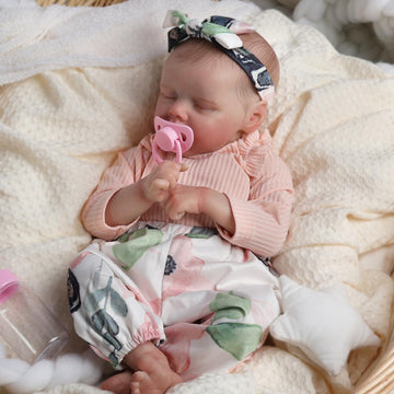 Dayoff Kids Reborn Baby Dolls,18 Inch Lifelike Realistic Newborn Doll With Soft Vinyl Body That Look Real,Christmas/Birthday Baby Doll Gift For Kids Age 3 + (Vinyl Body)
