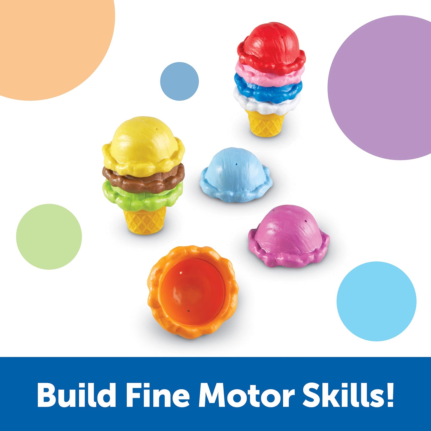 Learning Resources Smart Snacks Rainbow Color Cones - 12 Pieces, Ages 18+ months Toddler Pretend Play Toys, Fine Motor Skills To