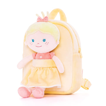 Onetoo First Baby Doll Plush Rag Doll Soft Baby Doll For Girls Sleeping Cuddle Buddy Doll Wear Yellow Dress 9.5''
