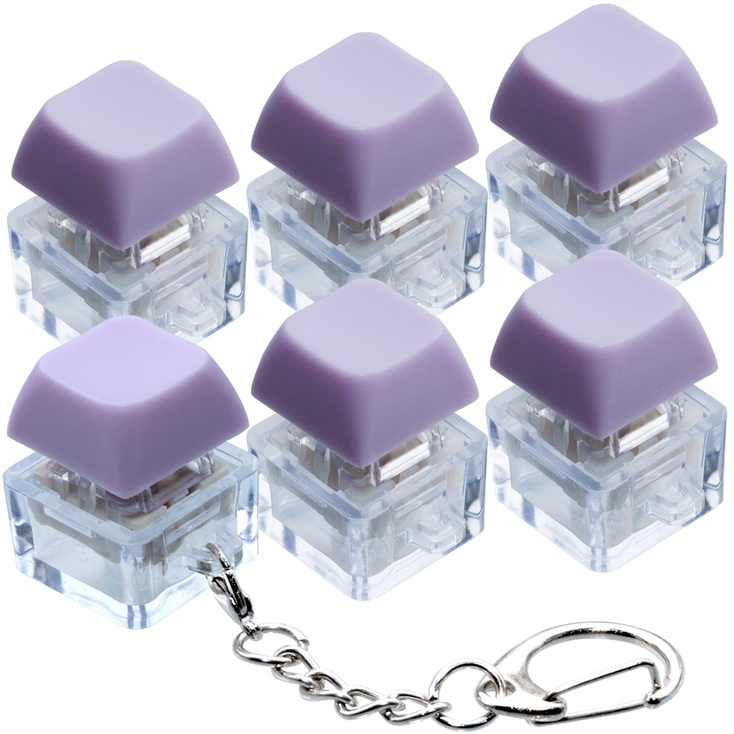 6 Pack Keyboard Fidget Toy  Keyboard Fidget Keychain Keyboard Decompression Button Finger Clicker Toys  Button Stress Relief Fidget Gifts for mature-themed to Relief Stress (Purple)