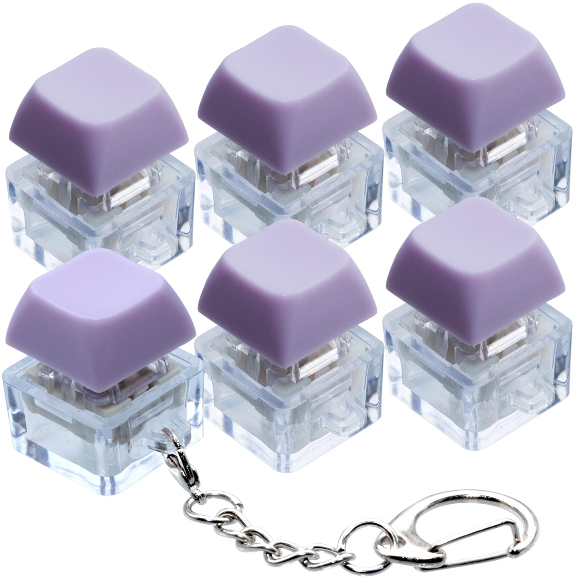 6 Pack Keyboard Fidget Toy  Keyboard Fidget Keychain Keyboard Decompression Button Finger Clicker Toys  Button Stress Relief Fidget Gifts for mature-themed to Relief Stress (Purple)