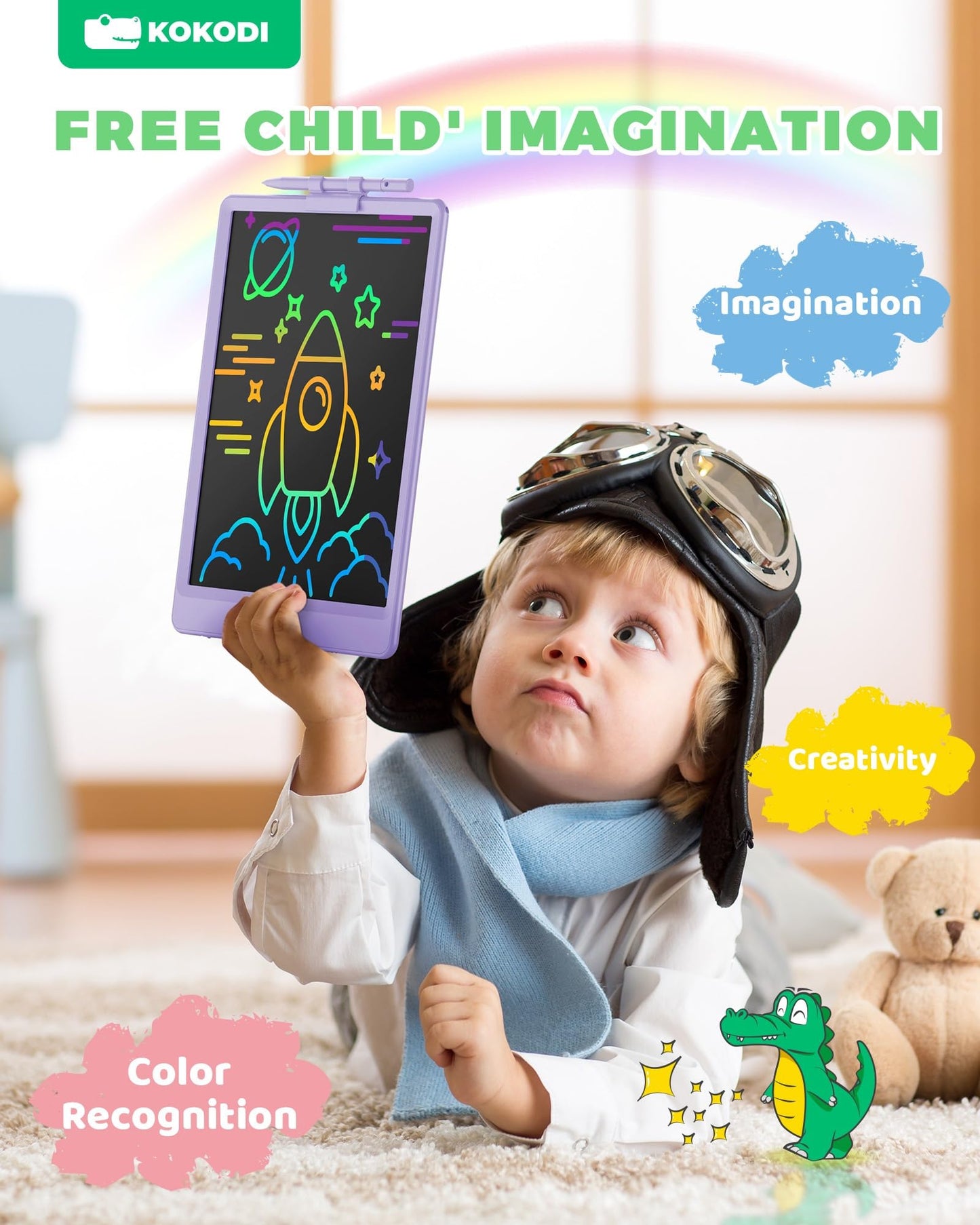 KOKODI 10 Inch LCD Writing Tablet, Purple Drawing Boards for Kids(Purple)