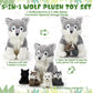Honoson 5 Pcs Wolf Plush Set 14 Inch Mommy Wolf Stuffed Animal With 4 Cute Baby Wolves In Her Zippered Tummy Soft Wolf Plushie F