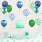 Blue And Green Balloon Set, 12 Inch Navy Blue Dark Green Balloon Metallic Chrome Green Blue Balloons, Confetti Green Blue Balloo