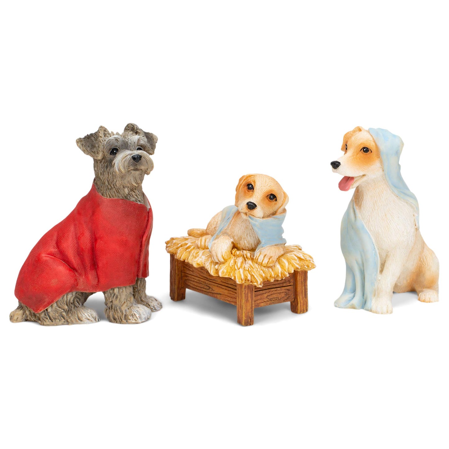 Dogs With Blanket Robes Christmas Nativity 7 Piece Set