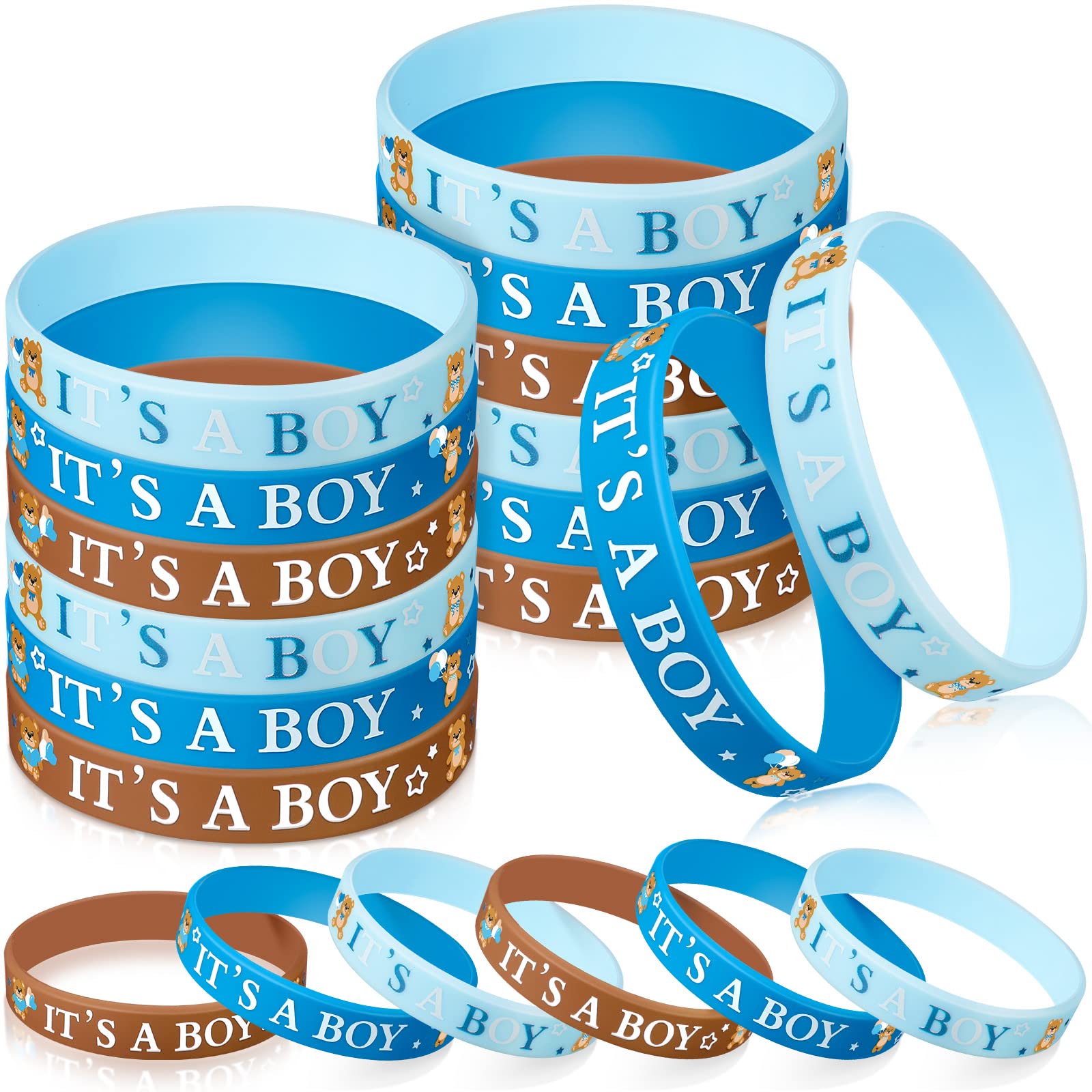 Zomiboo 36 Pieces Baby Shower Rubber Bracelets, It 'S A Boy It 'S A Girl Wristbands Elephant Baby Shower Decorations For Boy Gir