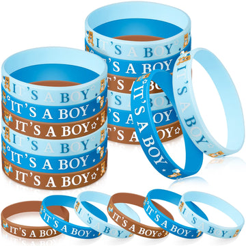 Zomiboo 36 Pieces Baby Shower Rubber Bracelets, It 'S A Boy It 'S A Girl Wristbands Elephant Baby Shower Decorations For Boy Gir