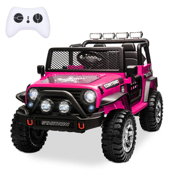 Sehomy 2-Seater Kids Ride On Truck Car With Remote, 12V Battery Powered Electric Car For Kids 3 - Spring Suspension, Led Lights,