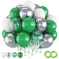 Green And White Balloons, 60 Pcs Green And Silver Balloons With Green Confetti Metallic Silver Balloons, 12 Inch Emerald Green D
