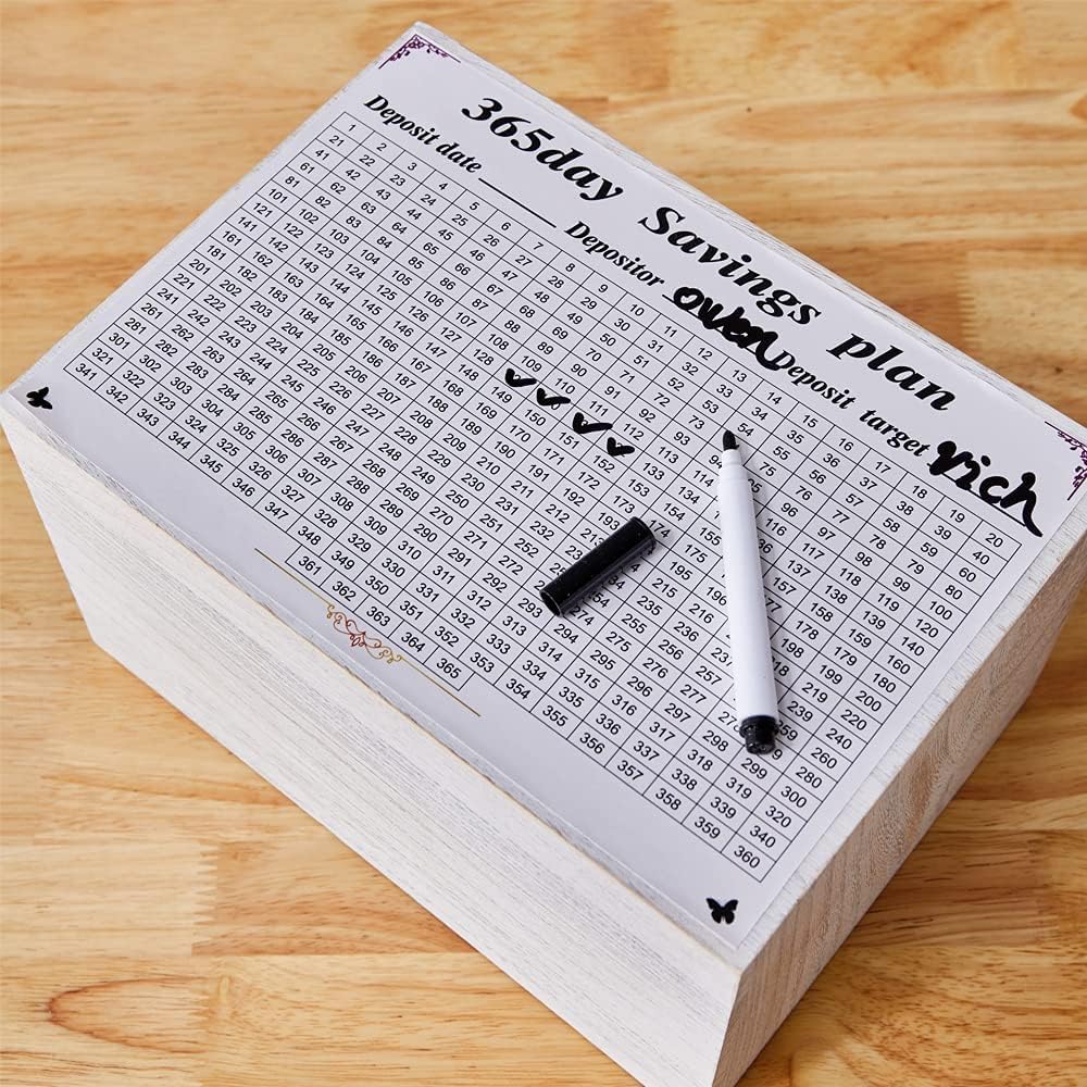 mature-themed Money Saving Bank Box  Piggy Bank for mature-themeds  Vault Wooden Savings Box  365 Day Savings Box. Must be Broken to Access Money  White