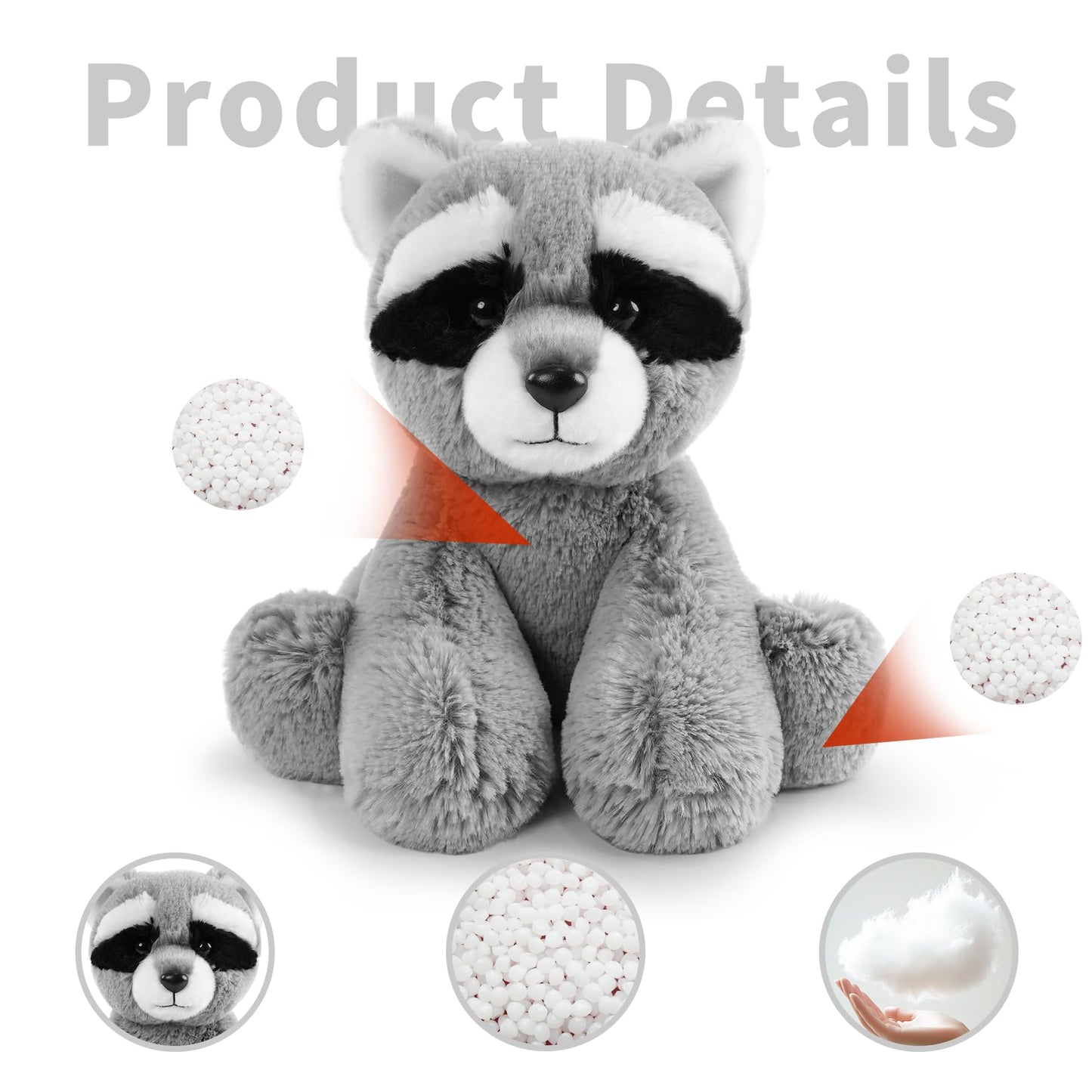 Raccoon Stuffed Animal Toy  Soft Huggable Raccoon Plush Toys for Kids  Cute Stuffed Animals Gift for Boys Girls and Toy for 1-3 Toddlers -8.5 Inch
