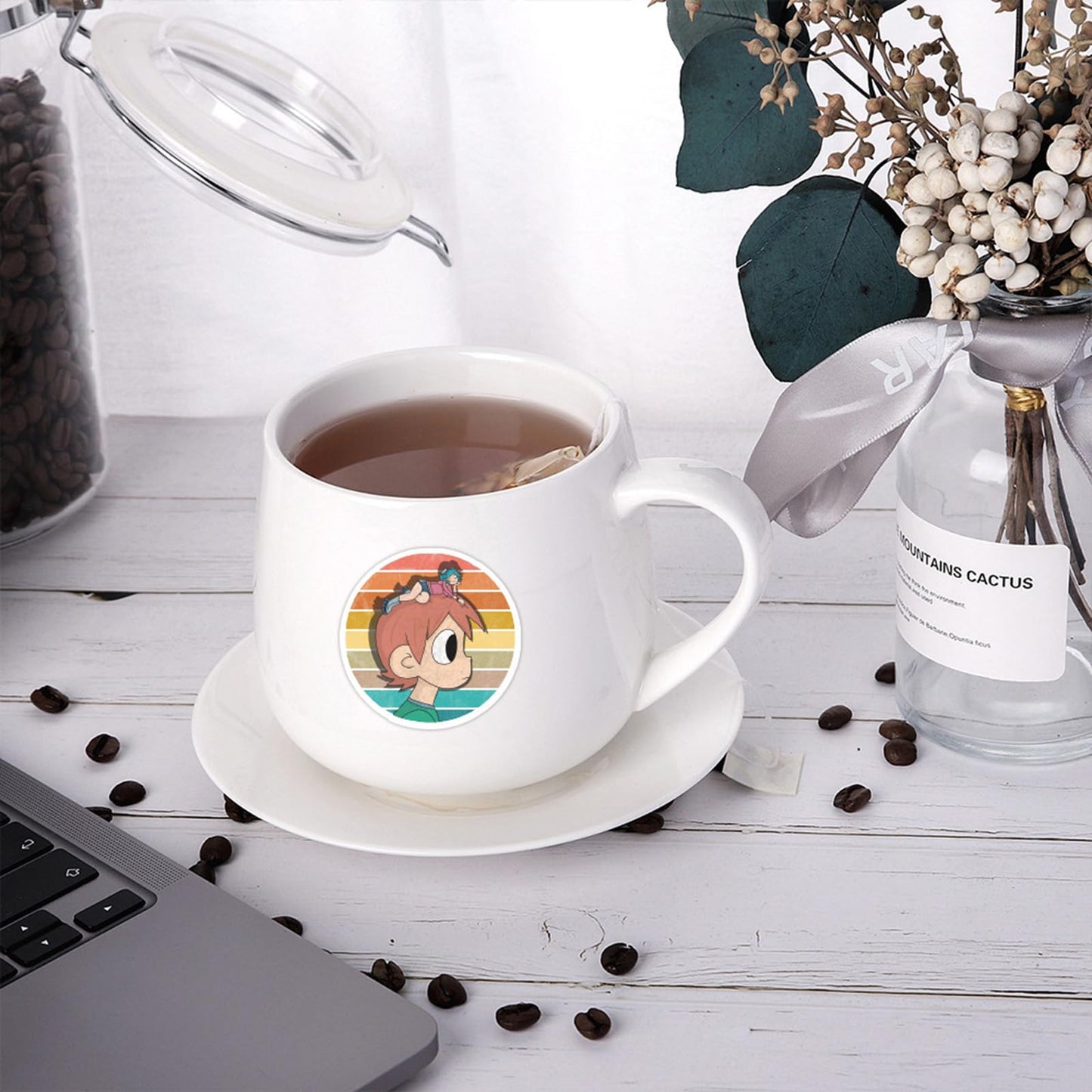 55 Pcs Scott Pilgrim Stickers Waterproof Vinyl Stickers For Water Bottles Laptop Skateboard Luggage Computer Stickers For Teens