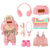 Sinbana 7pcs Doll Clothes Set, Adorable Rainbow Top Clothes Pants Headphones Glasses Bag Hat and Shoes Fashion Doll Outfit Set f