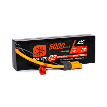Spektrum 7.4V 5000mAh 2S 30C Smart LiPo G2 Hard Case: IC5, SPMX52S30H5