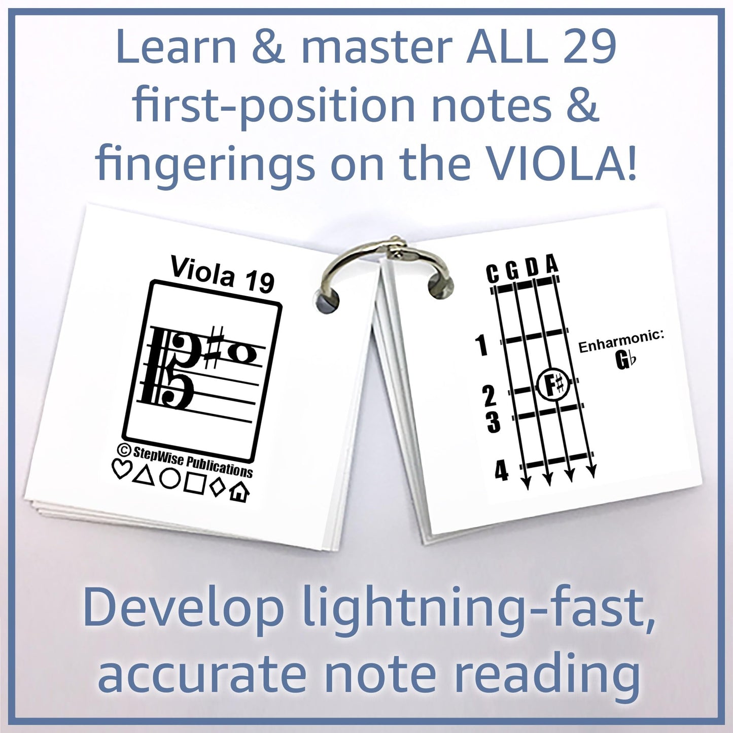 Stepwise Publications Music Flash Cards: Learning Games With Notes, Instrument Fingerings, & Music Theory (Viola)