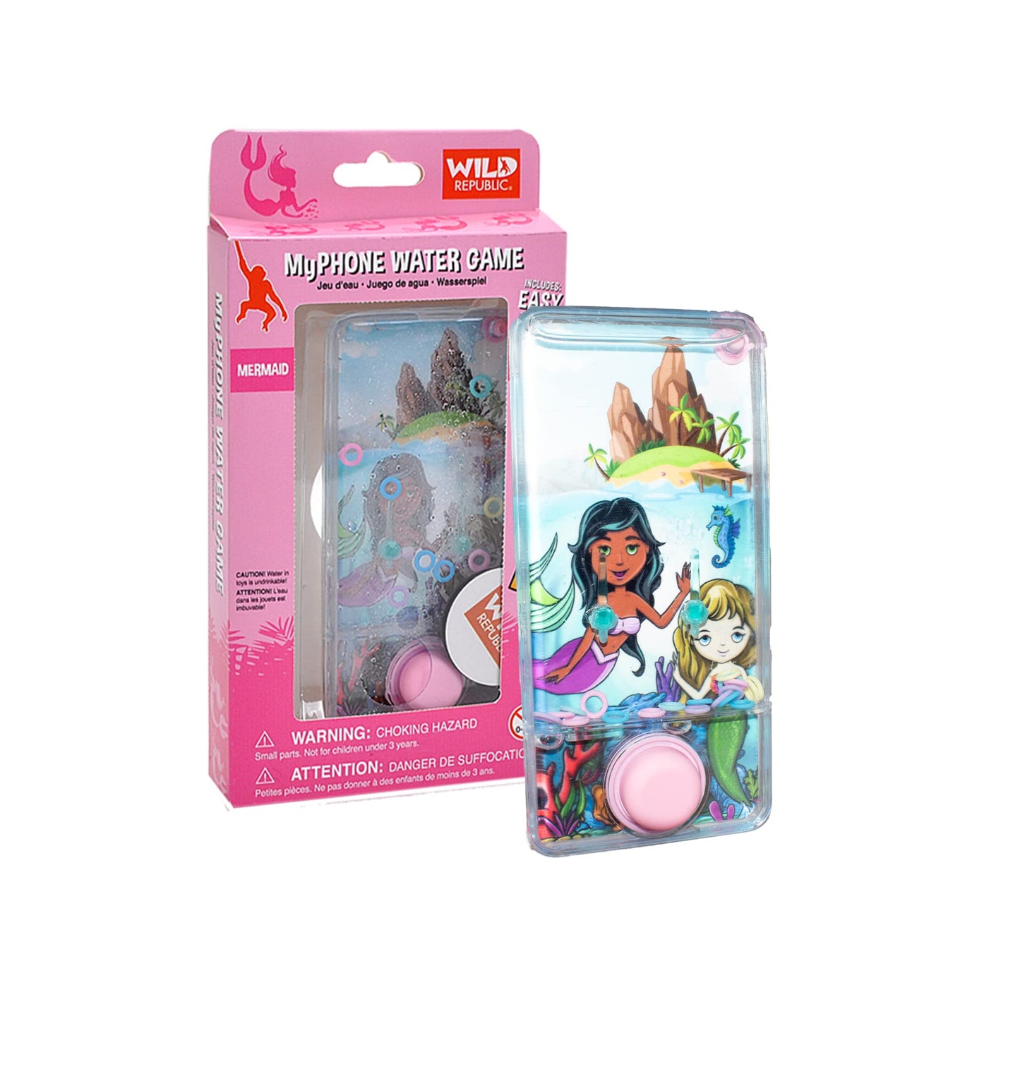 WILD REPUBLIC My Phone Water Game, Mermaid Design, 8" Plastic Toy, Model 25852, Perfect Gift for Kids