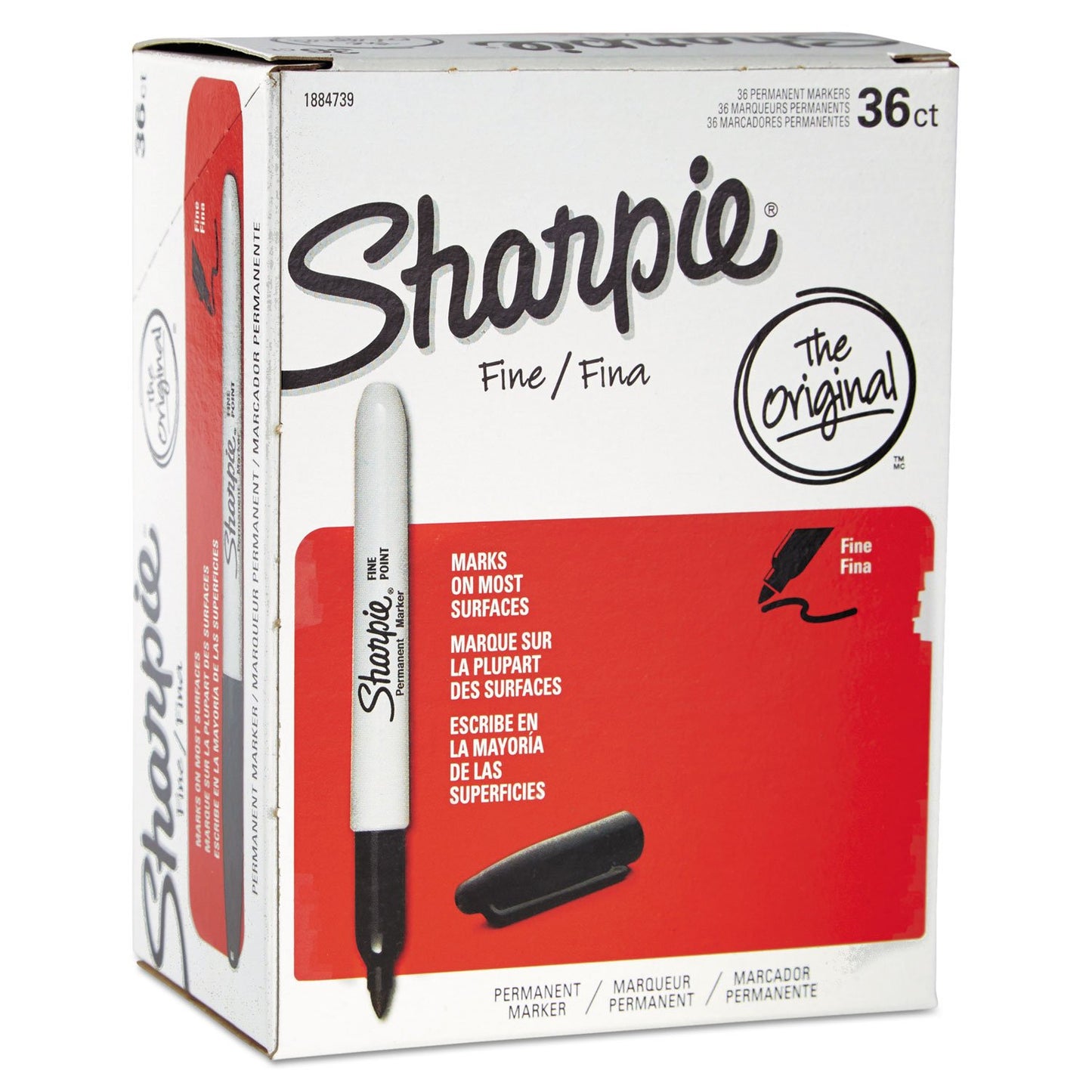 Sharpie Fine Permanent Markers, Black, Pack Of 36