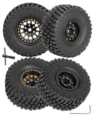 Full Brass 1.0In Beadlock Rc Truck Tires Wheels Tires Upgrades Part For 1/18 1/24 Trx4M Axial Scx24 Rc Crawler,Rc Wheels Hops Up
