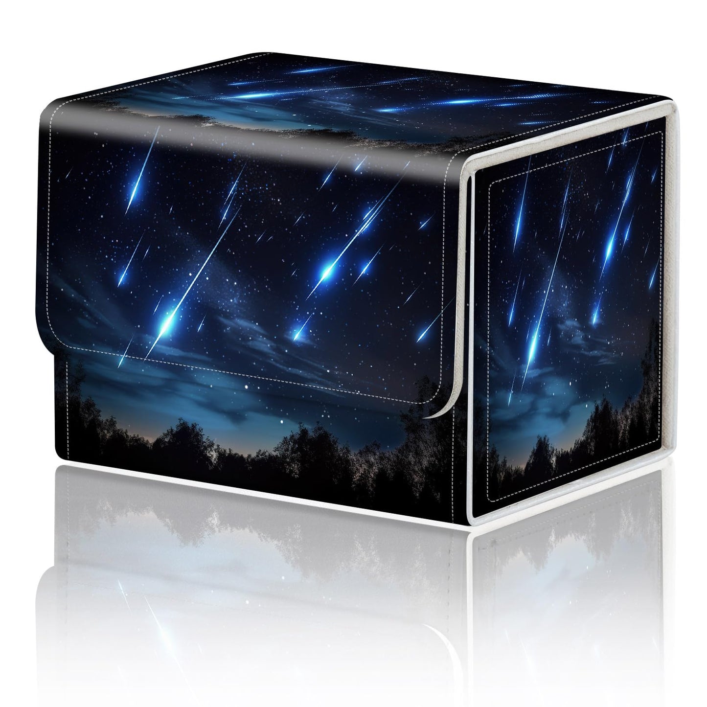 Card Game Storage Box TCG Deck Box MTG Card Box Organizer Trading Card Case Commander Deck Box TCG Card Storage Box Magnetic Closure Creative Pattern Up to 200 Cards  Blue Sky Meteor Streaks